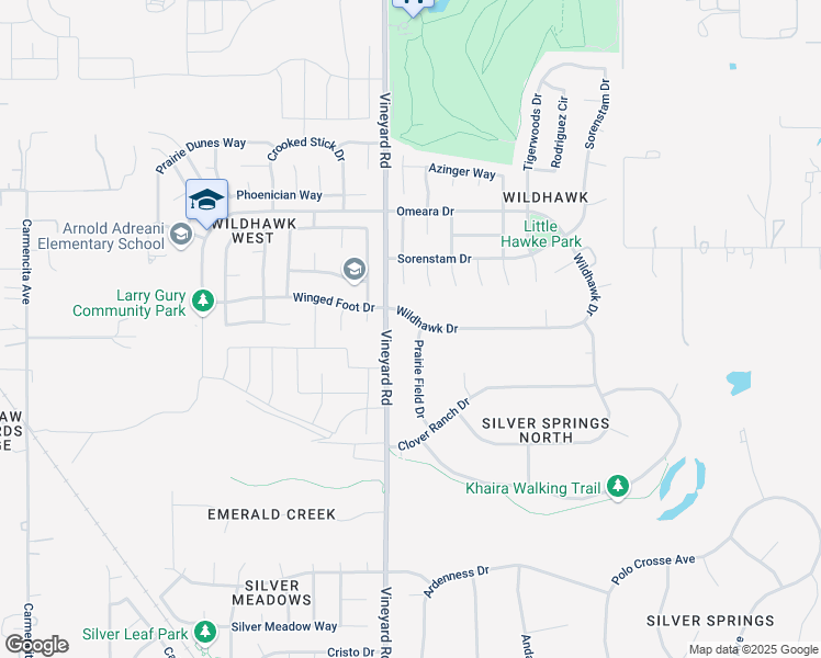 map of restaurants, bars, coffee shops, grocery stores, and more near 10100 Wildhawk Drive in Sacramento