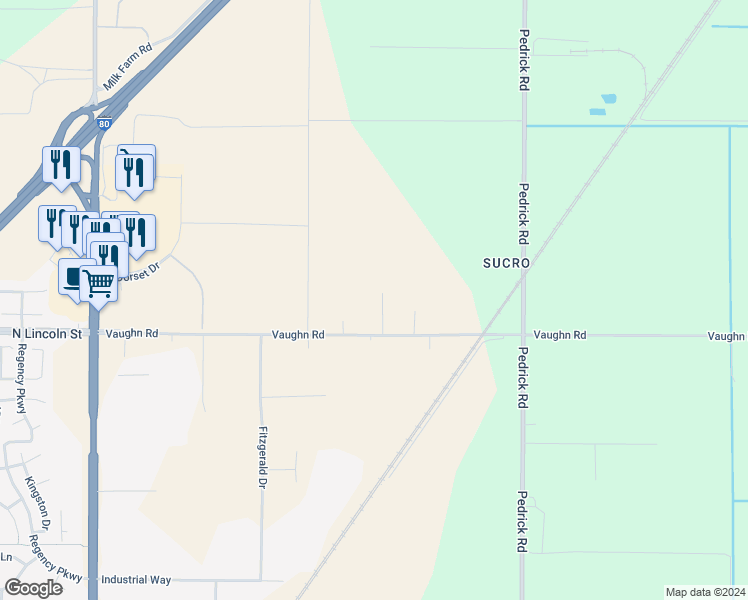 map of restaurants, bars, coffee shops, grocery stores, and more near 855 Vaughn Road in Dixon