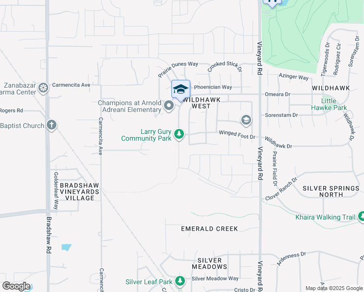 map of restaurants, bars, coffee shops, grocery stores, and more near 9882 Wildhawk West Drive in Sacramento