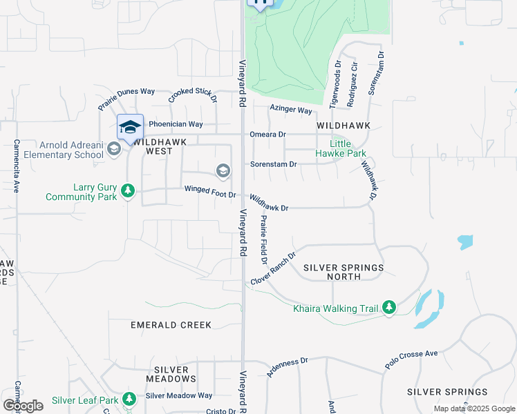 map of restaurants, bars, coffee shops, grocery stores, and more near 10100 Wildhawk Drive in Sacramento
