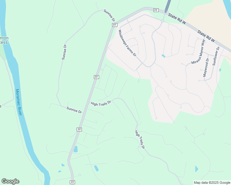 map of restaurants, bars, coffee shops, grocery stores, and more near 96 High Trails Drive in Eureka