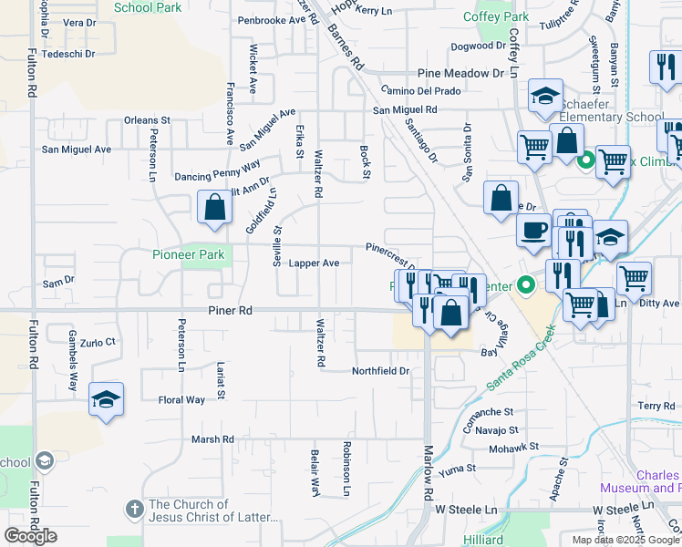 map of restaurants, bars, coffee shops, grocery stores, and more near 1922 Spinnaker Place in Santa Rosa