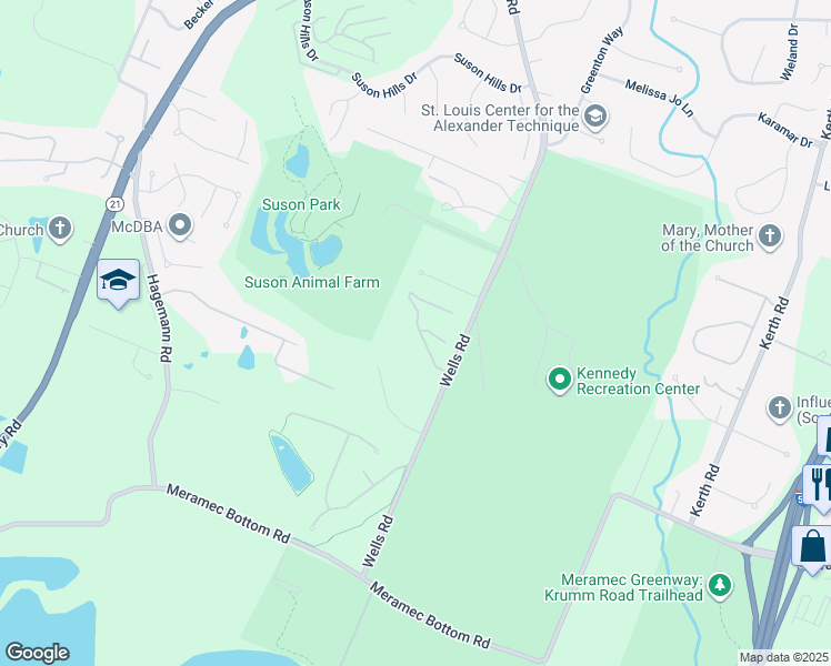 map of restaurants, bars, coffee shops, grocery stores, and more near 5155 Hollow Wood Court in St. Louis