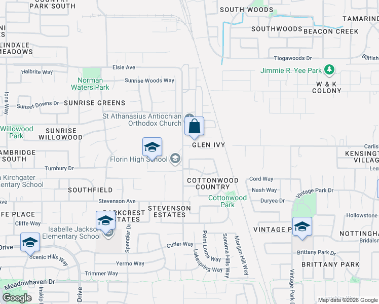 map of restaurants, bars, coffee shops, grocery stores, and more near 7959 Sundowner Court in Sacramento