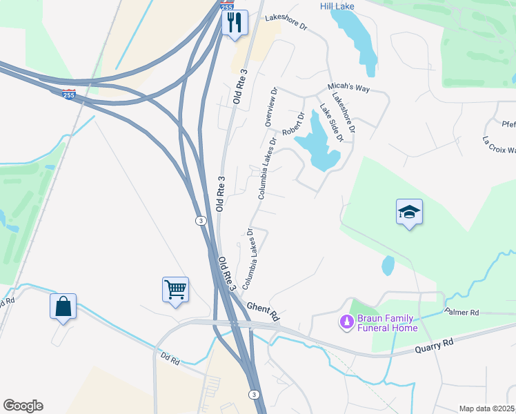 map of restaurants, bars, coffee shops, grocery stores, and more near 2613 Columbia Lakes Drive in Columbia
