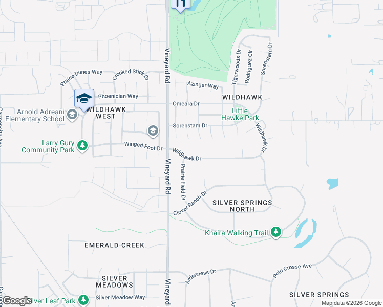 map of restaurants, bars, coffee shops, grocery stores, and more near 10130 Wildhawk Drive in Sacramento