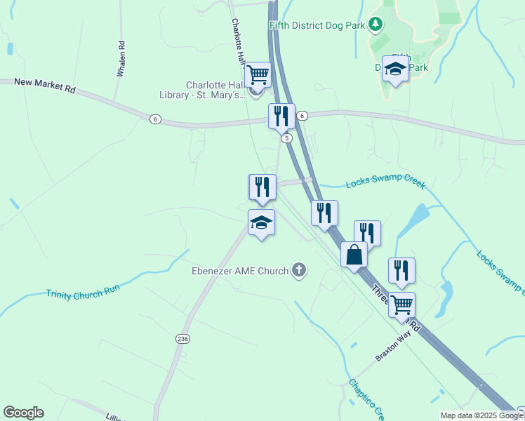 map of restaurants, bars, coffee shops, grocery stores, and more near 29144 Thompson Corner Road in Mechanicsville
