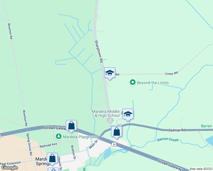 map of restaurants, bars, coffee shops, grocery stores, and more near 9975 Sharptown Road in Mardela Springs