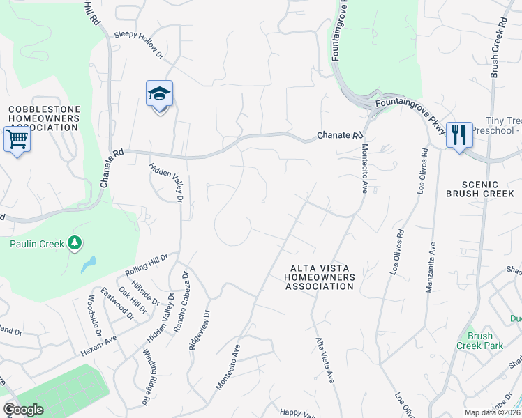 map of restaurants, bars, coffee shops, grocery stores, and more near 2656 Fir Park Way in Santa Rosa