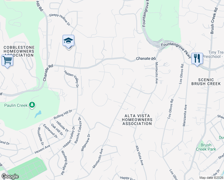 map of restaurants, bars, coffee shops, grocery stores, and more near 2656 Fir Park Way in Santa Rosa