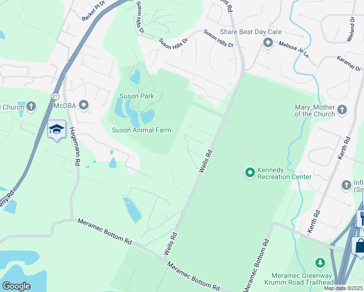 map of restaurants, bars, coffee shops, grocery stores, and more near 5155 Hollow Wood Court in St. Louis