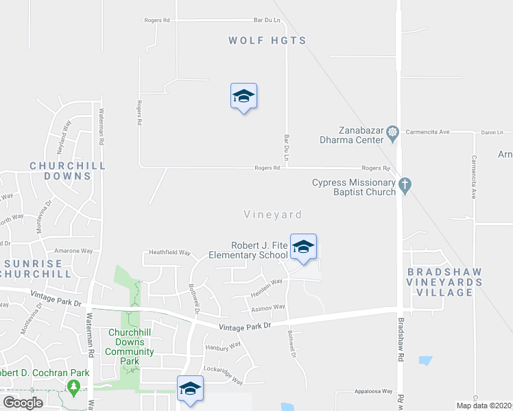 map of restaurants, bars, coffee shops, grocery stores, and more near 9500 Rogers Road in Sacramento