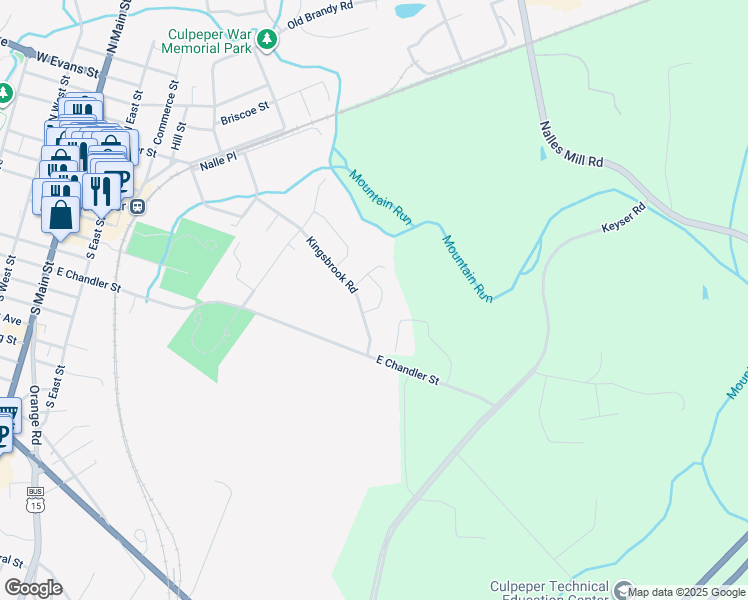 map of restaurants, bars, coffee shops, grocery stores, and more near 821 Shetland Way in Culpeper