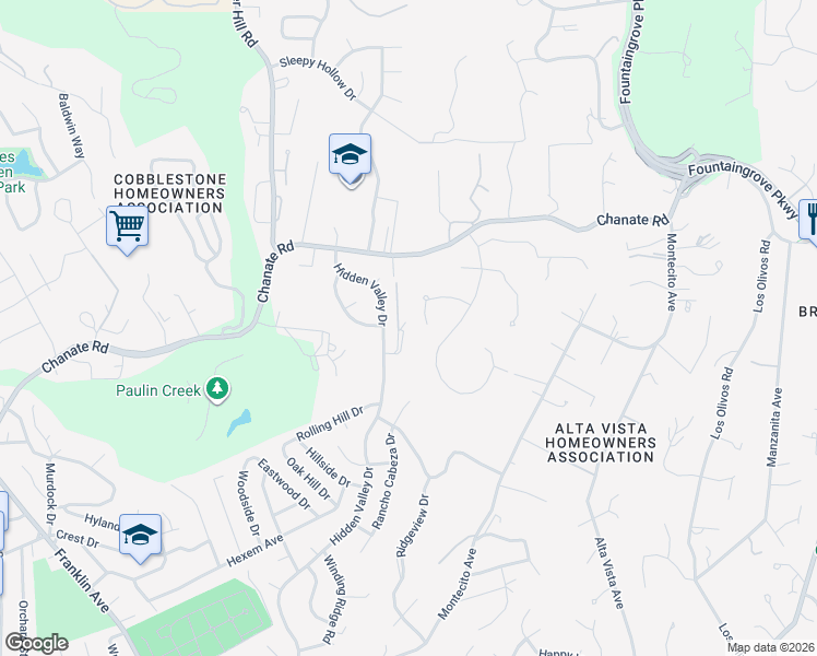 map of restaurants, bars, coffee shops, grocery stores, and more near 2495 Incline Drive in Santa Rosa