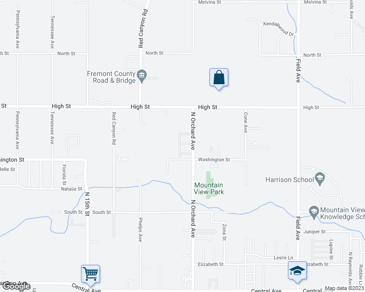map of restaurants, bars, coffee shops, grocery stores, and more near 1025 North Orchard Avenue in Cañon City