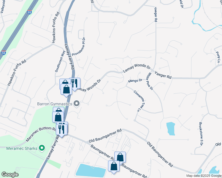 map of restaurants, bars, coffee shops, grocery stores, and more near 3714 Pinon Pine Court in St. Louis