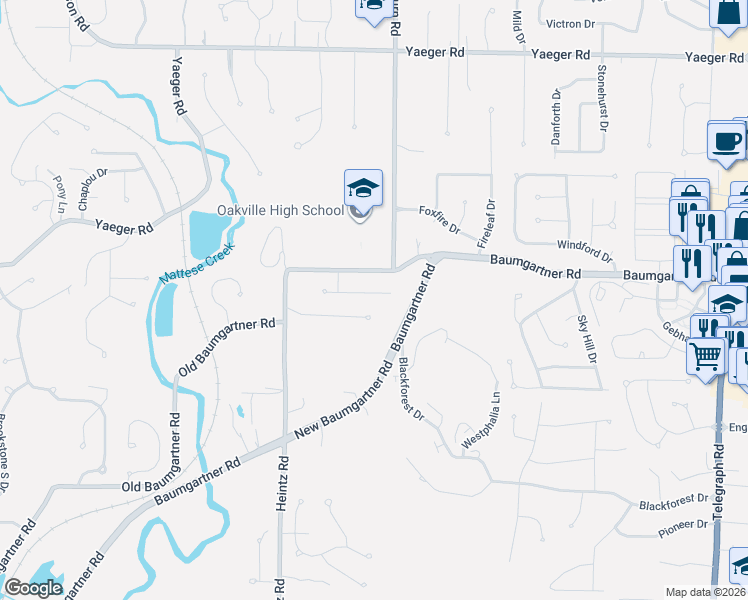 map of restaurants, bars, coffee shops, grocery stores, and more near 3119 Old Baumgartner Estates Court in St. Louis