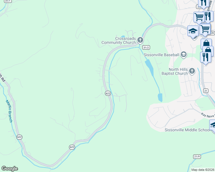 map of restaurants, bars, coffee shops, grocery stores, and more near Highway 622 in Charleston