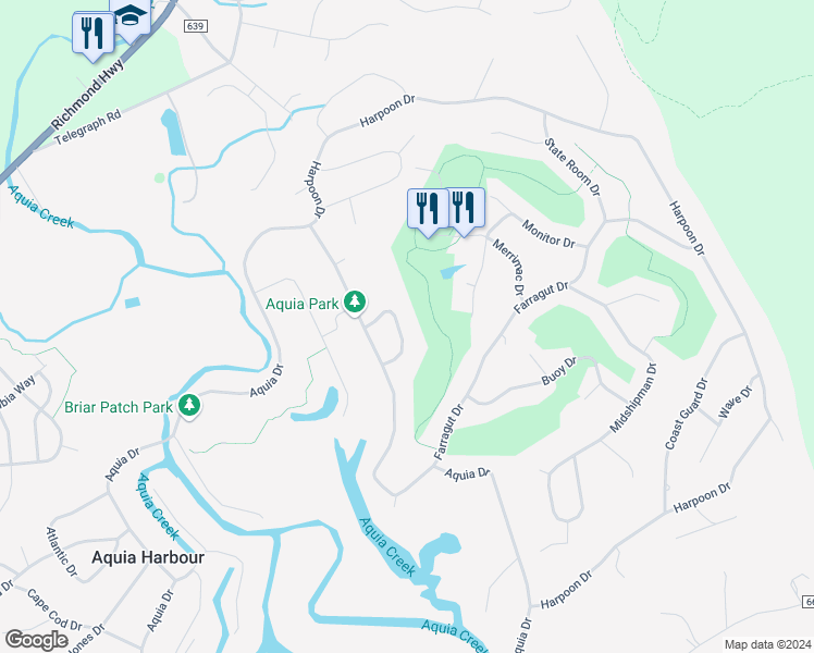 map of restaurants, bars, coffee shops, grocery stores, and more near 2014 Schooner Drive in Stafford