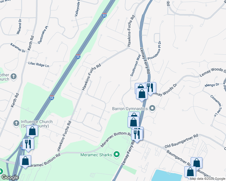 map of restaurants, bars, coffee shops, grocery stores, and more near 6013 Bissonnet Court in St. Louis