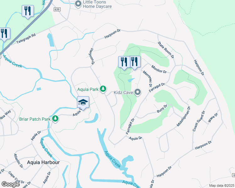 map of restaurants, bars, coffee shops, grocery stores, and more near 2012 Schooner Drive in Stafford