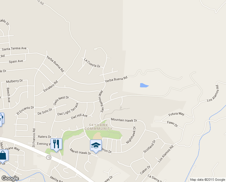 map of restaurants, bars, coffee shops, grocery stores, and more near 5977 Vista Ridge in Santa Rosa