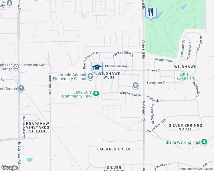 map of restaurants, bars, coffee shops, grocery stores, and more near 9980 Arthur Hills Court in Sacramento
