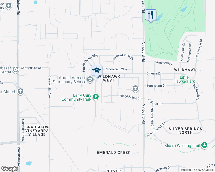 map of restaurants, bars, coffee shops, grocery stores, and more near 9980 Arthur Hills Court in Sacramento