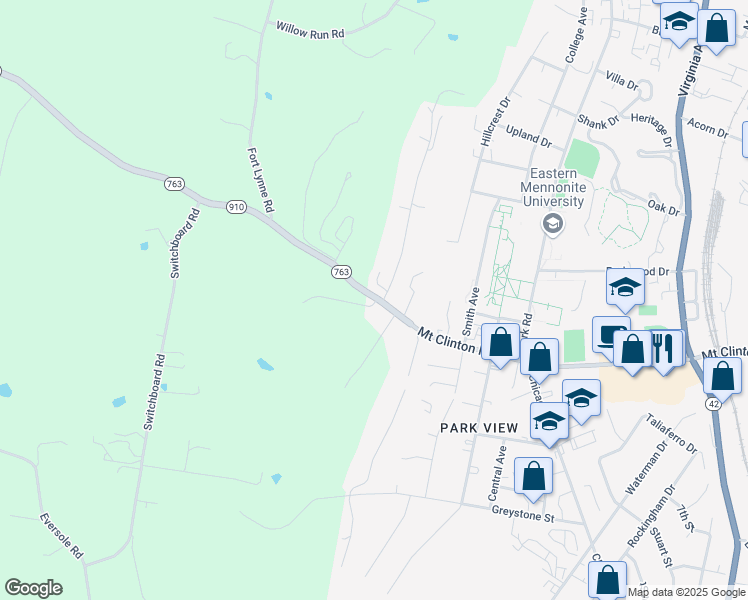 map of restaurants, bars, coffee shops, grocery stores, and more near 1513 State Route 763 in Harrisonburg