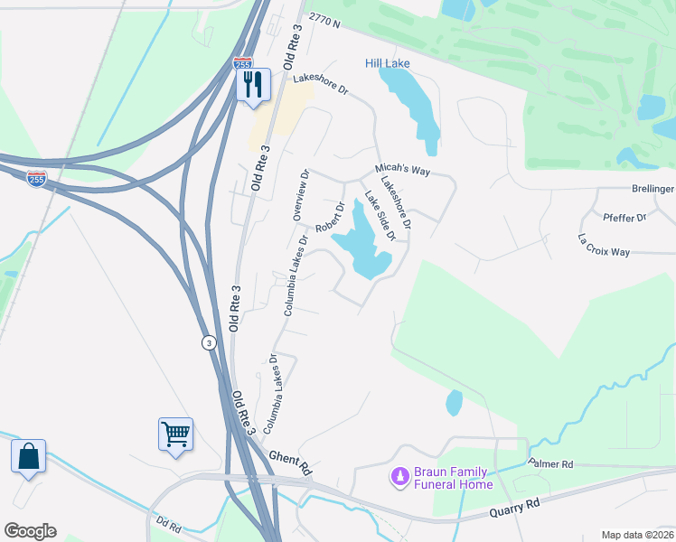 map of restaurants, bars, coffee shops, grocery stores, and more near 2619 Lakeshore Drive in Columbia