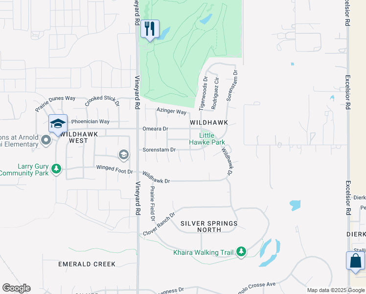 map of restaurants, bars, coffee shops, grocery stores, and more near 10157 Sorenstam Drive in Sacramento