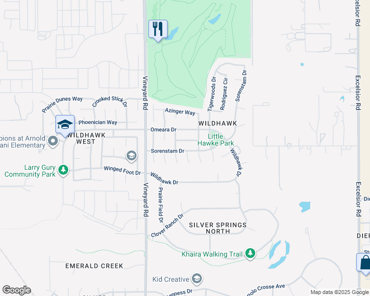 map of restaurants, bars, coffee shops, grocery stores, and more near 10157 Sorenstam Dr in Sacramento