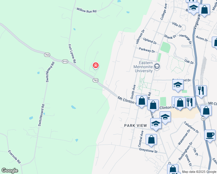 map of restaurants, bars, coffee shops, grocery stores, and more near 1513 State Route 763 in Harrisonburg
