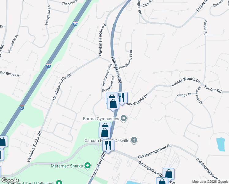 map of restaurants, bars, coffee shops, grocery stores, and more near 5941 Lemay Ferry Road in St. Louis