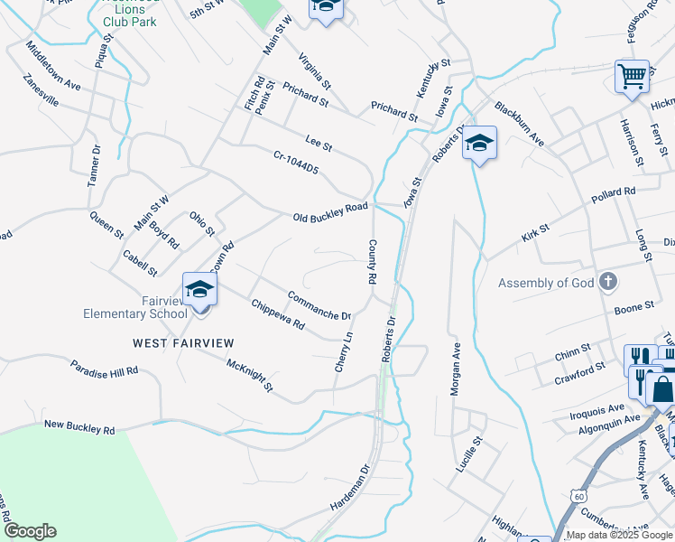 map of restaurants, bars, coffee shops, grocery stores, and more near 300-498 Mary Ellen Drive in Ashland