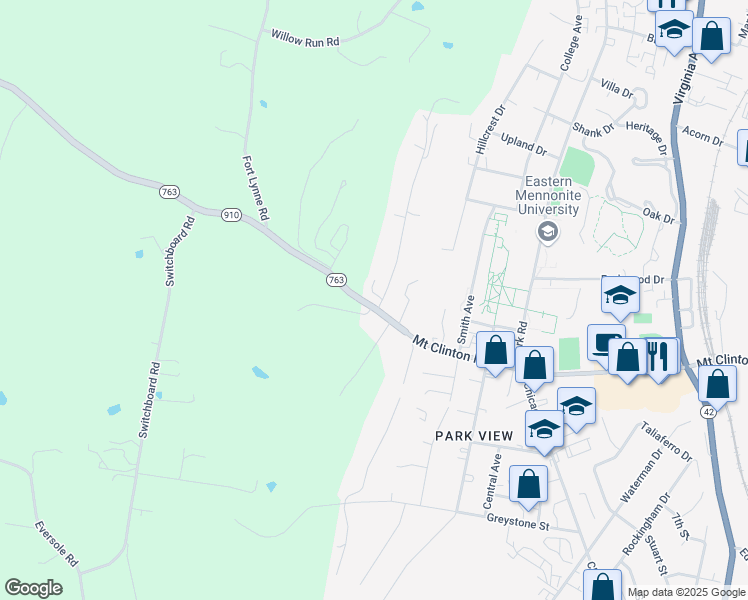 map of restaurants, bars, coffee shops, grocery stores, and more near 1513 State Route 763 in Harrisonburg