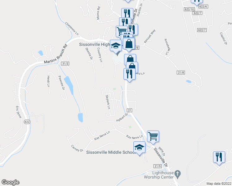 map of restaurants, bars, coffee shops, grocery stores, and more near 6108 Hills Lane in Charleston