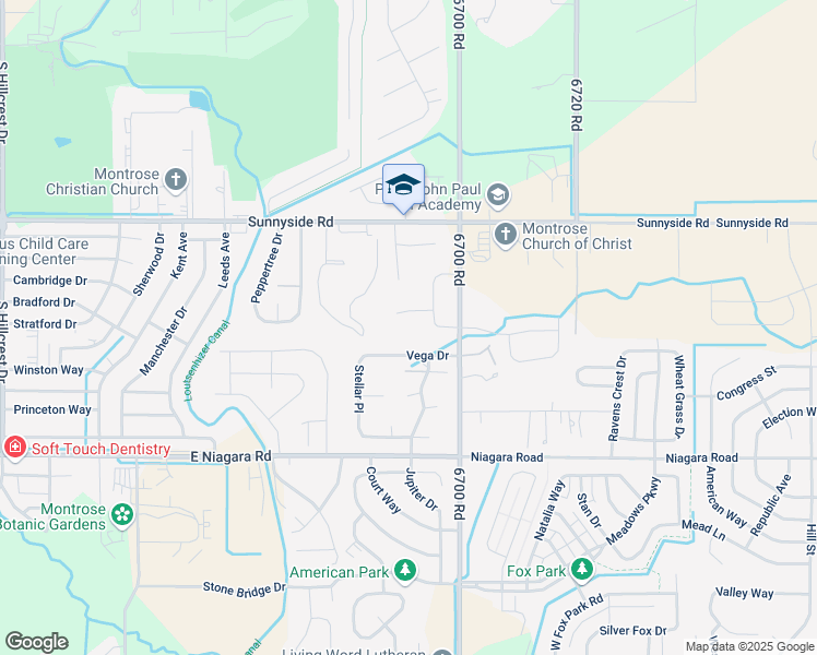map of restaurants, bars, coffee shops, grocery stores, and more near 2751 Vega Drive in Montrose