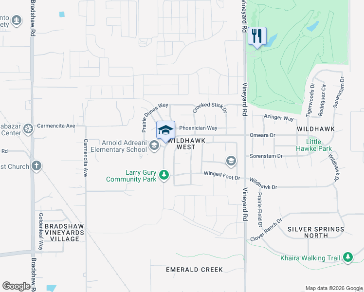 map of restaurants, bars, coffee shops, grocery stores, and more near 9980 Arthur Hills Court in Sacramento
