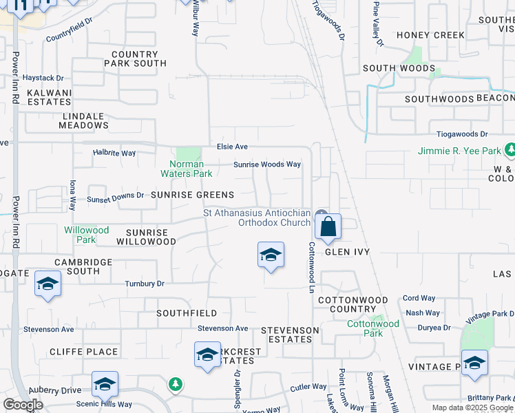 map of restaurants, bars, coffee shops, grocery stores, and more near 9424 Western Port Way in Sacramento