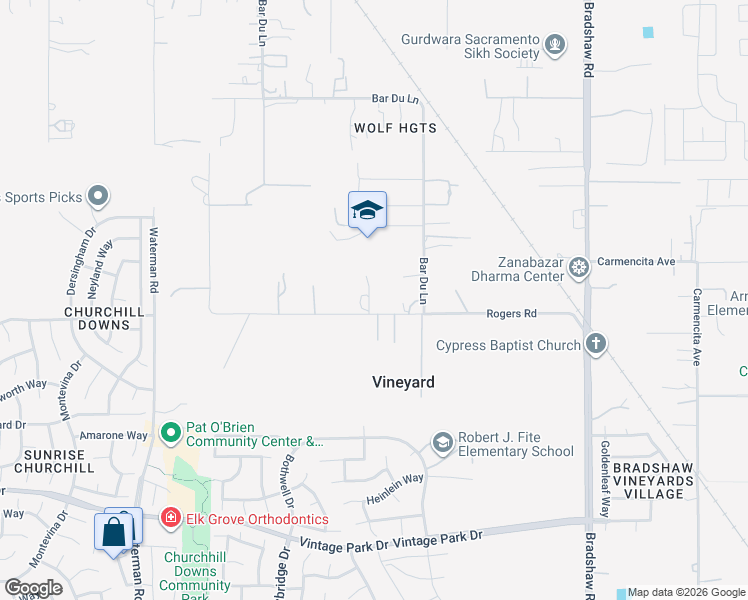 map of restaurants, bars, coffee shops, grocery stores, and more near 7818 Bar Du Lane in Sacramento