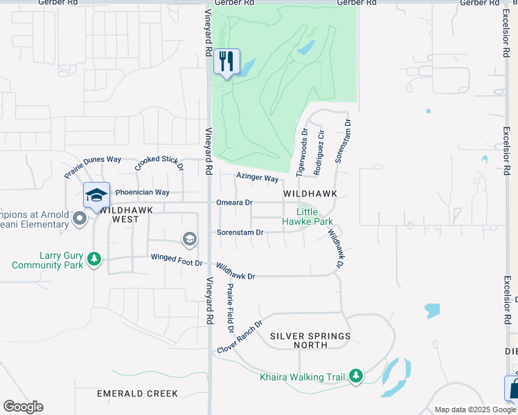 map of restaurants, bars, coffee shops, grocery stores, and more near 10162 Omeara Drive in Sacramento