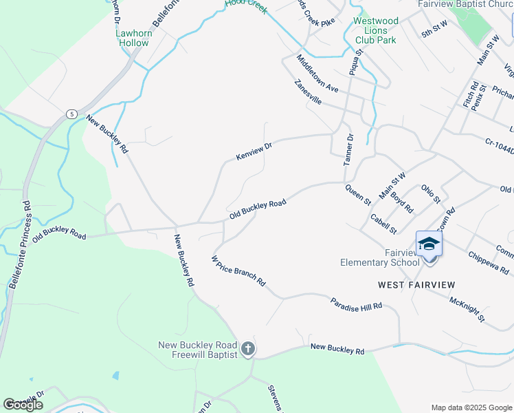 map of restaurants, bars, coffee shops, grocery stores, and more near 1100 West Howard Drive in Ashland