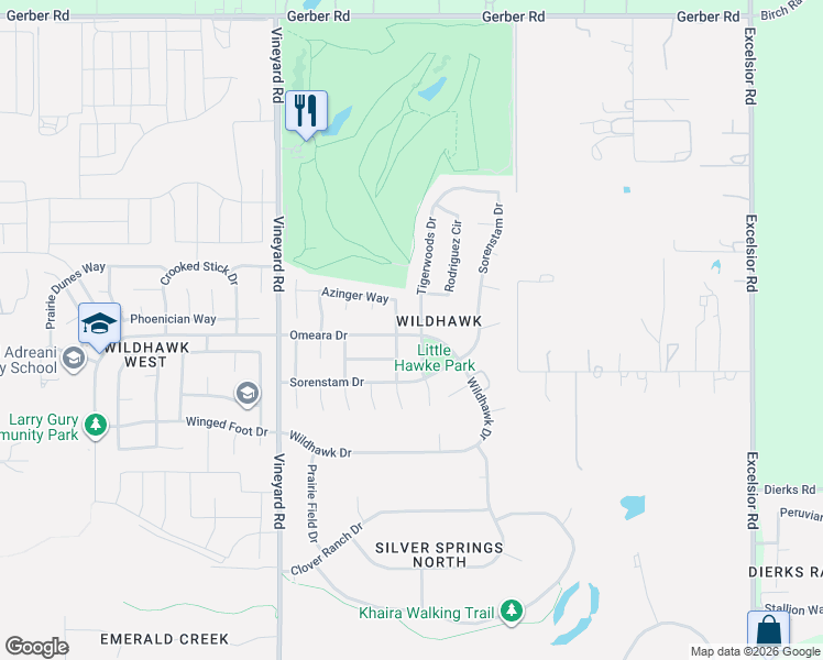 map of restaurants, bars, coffee shops, grocery stores, and more near 7868 Tigerwoods Drive in Sacramento