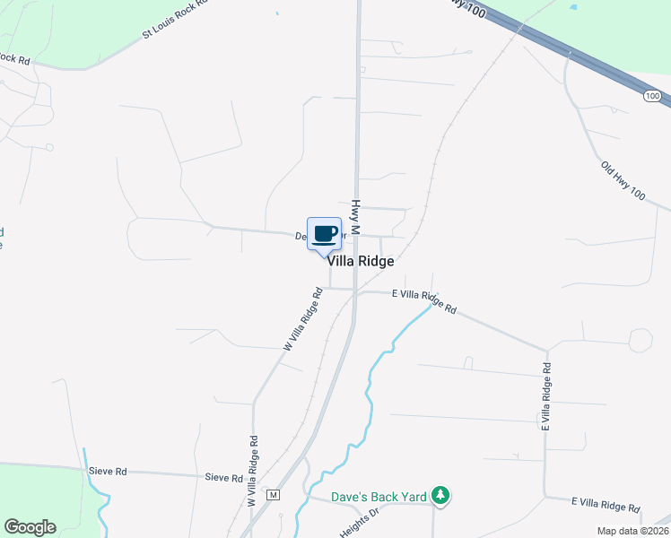 map of restaurants, bars, coffee shops, grocery stores, and more near 420 Olive Street in Villa Ridge