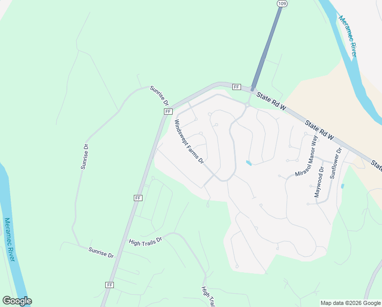 map of restaurants, bars, coffee shops, grocery stores, and more near 2248 Windswept Farms Drive in Eureka