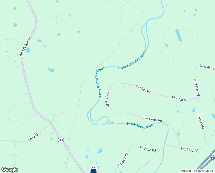map of restaurants, bars, coffee shops, grocery stores, and more near Fox Run Road in Pendleton