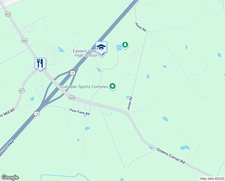 map of restaurants, bars, coffee shops, grocery stores, and more near Unnamed Road in Culpeper