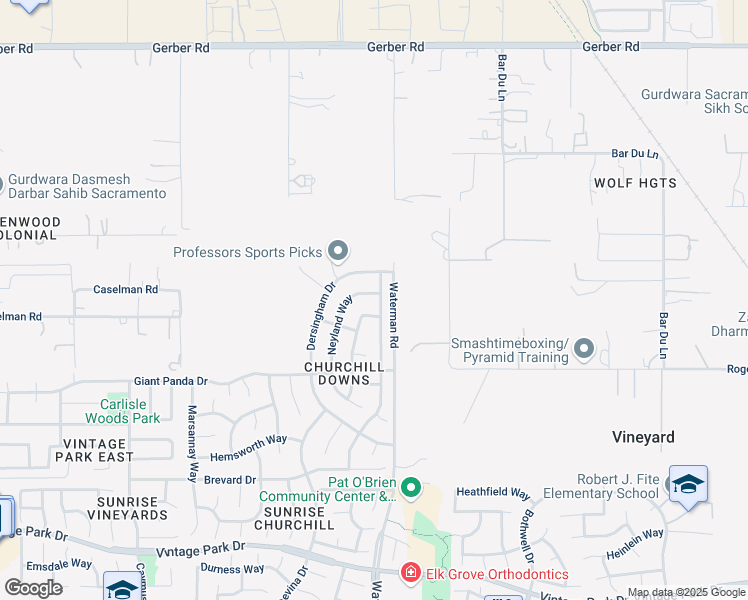 map of restaurants, bars, coffee shops, grocery stores, and more near 7778 Neyland Way in Sacramento