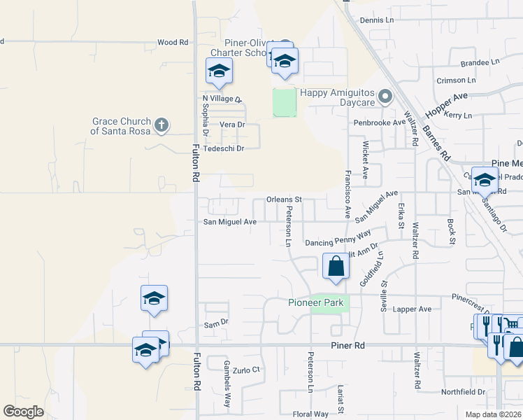 map of restaurants, bars, coffee shops, grocery stores, and more near 2222 Saint Chapelle Street in Santa Rosa